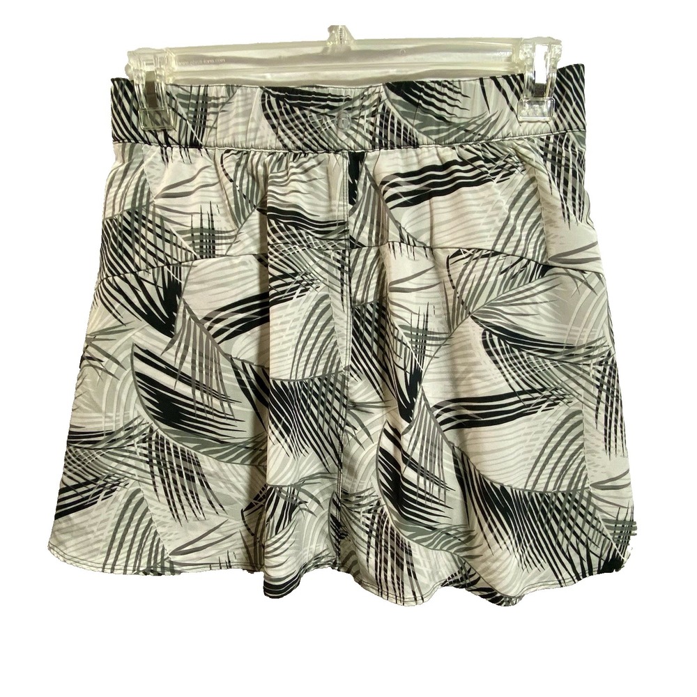 T By Talbots Women Lightweight Stretch Skort Leaf Print Zip Pockets‎ Medium